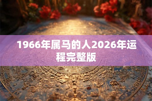 1966年属马的人2026年运程完整版