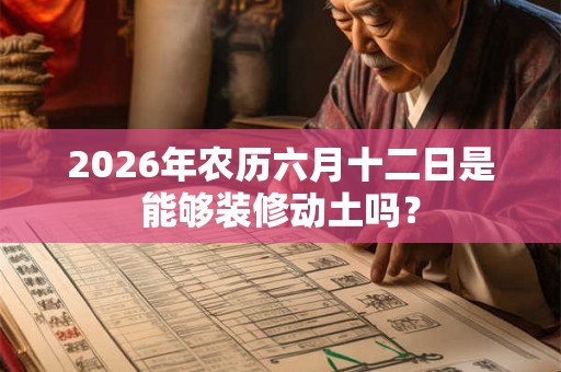 2026年农历六月十二日是能够装修动土吗？