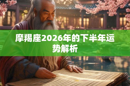 摩羯座2026年的下半年运势解析