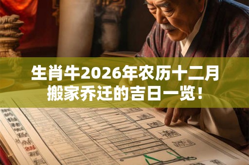 生肖牛2026年农历十二月搬家乔迁的吉日一览! 生肖牛2026年农历十二月搬家乔迁的吉日一览!
