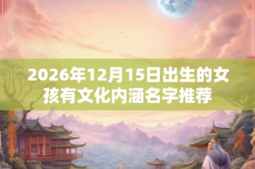 2026年12月15日出生的女孩有文化内涵名字推荐