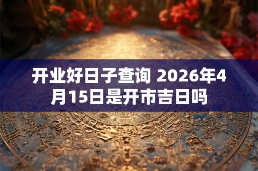 开业好日子查询 2026年4月15日是开市吉日吗