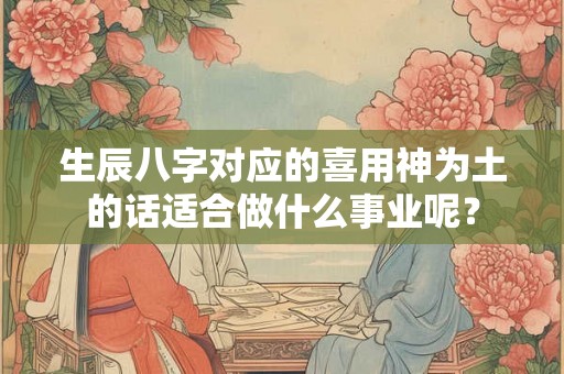 生辰八字对应的喜用神为土的话适合做什么事业呢? 生辰八字对应的喜用神为土的话适合做什么事业呢?