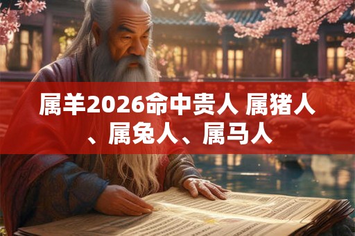 属羊2026命中贵人 属猪人、属兔人、属马人