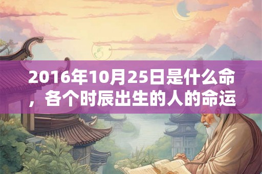 2016年10月25日是什么命，各个时辰出生的人的命运