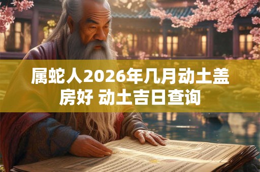 属蛇人2026年几月动土盖房好 动土吉日查询