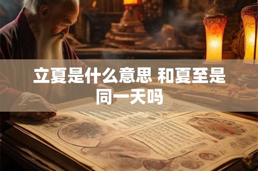 立夏是什么意思 和夏至是同一天吗
