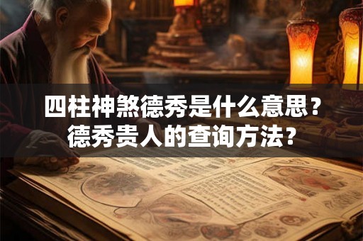 四柱神煞德秀是什么意思?德秀贵人的查询方法? 四柱神煞德秀是什么意思?德秀贵人的查询方法?
