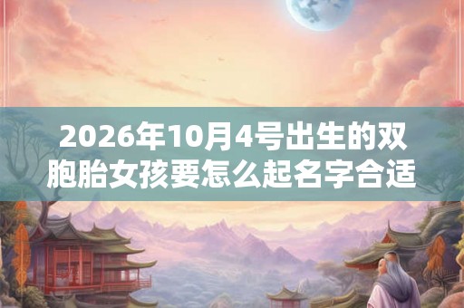 2026年10月4号出生的双胞胎女孩要怎么起名字合适,五行属什么? 2026年10月4号出生的双胞胎女孩要怎么起名字合适,五行属什么?