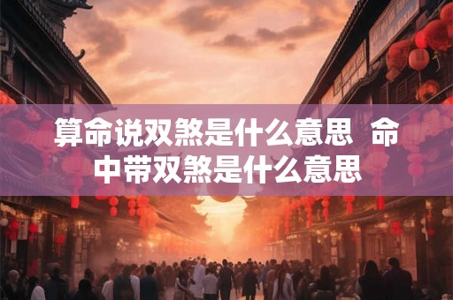 算命说双煞是什么意思  命中带双煞是什么意思