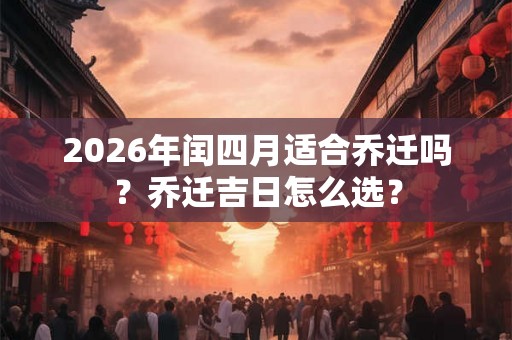 2026年闰四月适合乔迁吗？乔迁吉日怎么选？