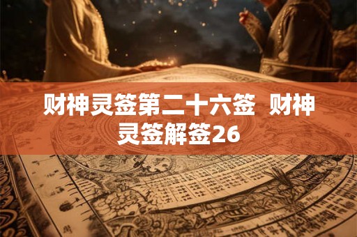 财神灵签第二十六签  财神灵签解签26