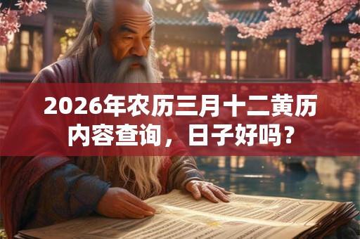 2026年农历三月十二黄历内容查询，日子好吗？