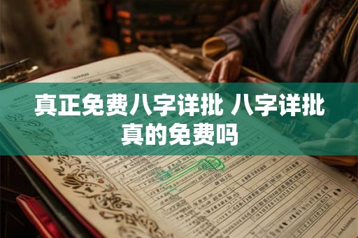 真正免费八字详批 八字详批真的免费吗