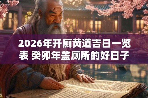 2026年开厕黄道吉日一览表 癸卯年盖厕所的好日子有哪些