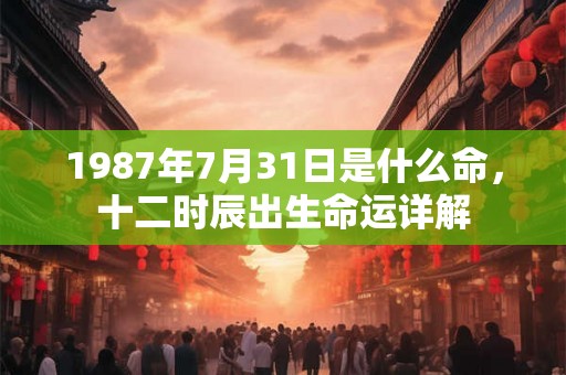 1987年7月31日是什么命，十二时辰出生命运详解