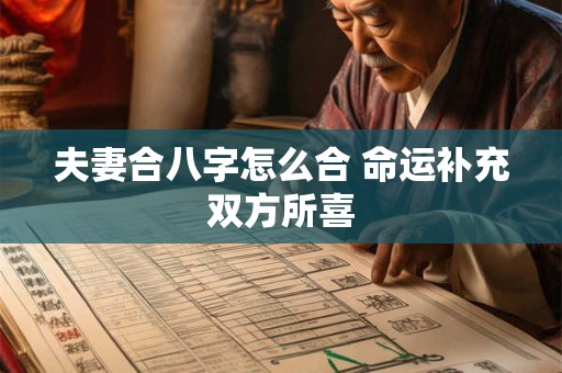 夫妻合八字怎么合 命运补充双方所喜