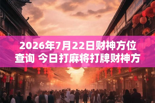 2026年7月22日财神方位查询 今日打麻将打牌财神方位