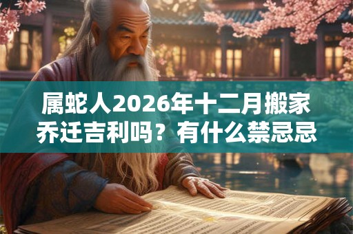 属蛇人2026年十二月搬家乔迁吉利吗?有什么禁忌忌讳? 属蛇人2026年十二月搬家乔迁吉利吗?有什么禁忌忌讳?