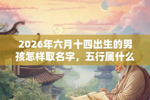 2026年六月十四出生的男孩怎样取名字，五行属什么