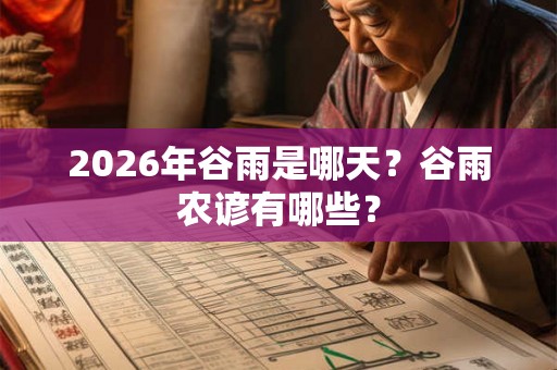 2026年谷雨是哪天？谷雨农谚有哪些？