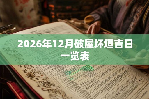 2026年12月破屋坏垣吉日一览表