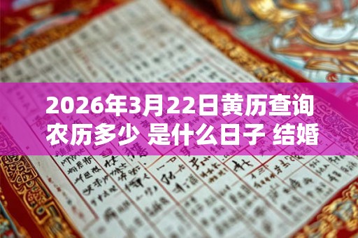 2026年3月22日黄历查询 农历多少 是什么日子 结婚吉时