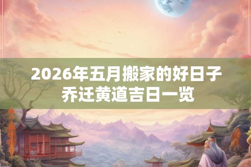 2026年五月搬家的好日子 乔迁黄道吉日一览