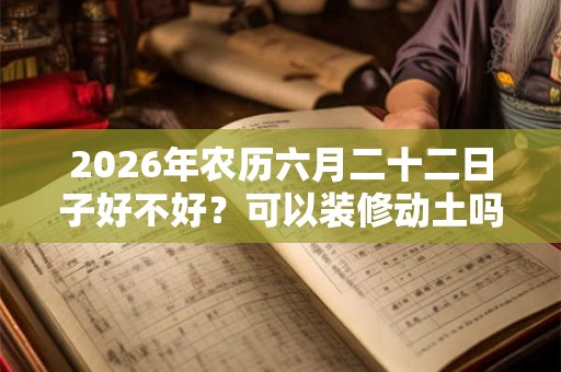 2026年农历六月二十二日子好不好？可以装修动土吗？