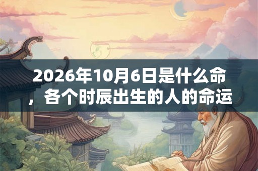 2026年10月6日是什么命，各个时辰出生的人的命运