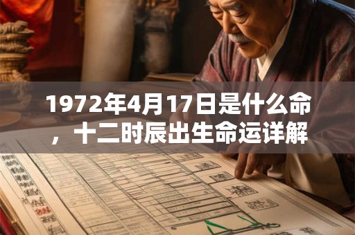 1972年4月17日是什么命，十二时辰出生命运详解