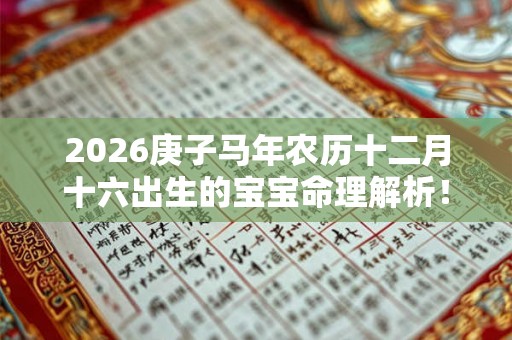 2026庚子马年农历十二月十六出生的宝宝命理解析！