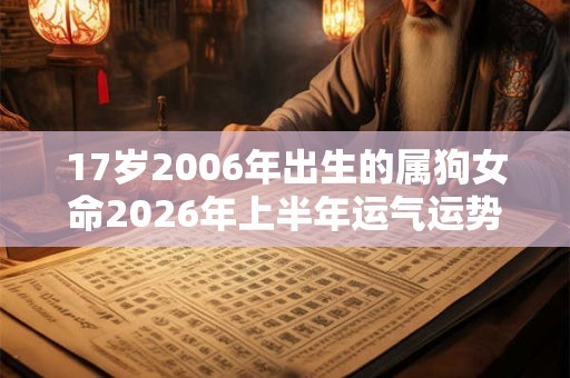 17岁2006年出生的属狗女命2026年上半年运气运势 17岁2006年出生的属狗女命2026年上半年运气运势