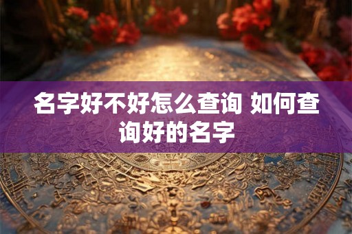 名字好不好怎么查询 如何查询好的名字