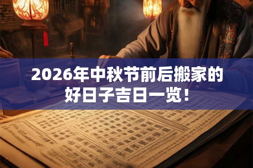 2026年中秋节前后搬家的好日子吉日一览！