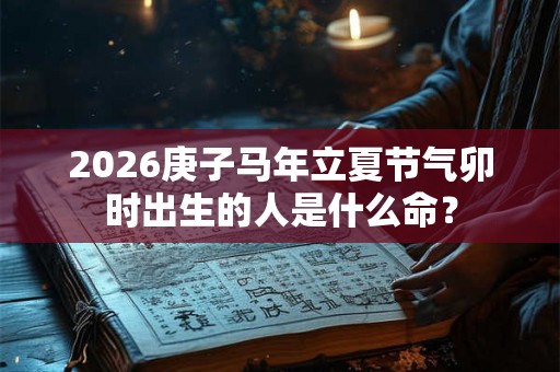 2026庚子马年立夏节气卯时出生的人是什么命？