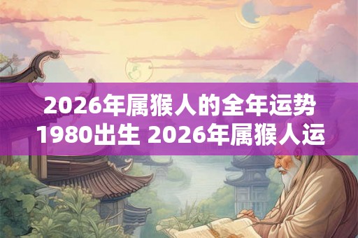 2026年属猴人的全年运势1980出生 2026年属猴人运势如何