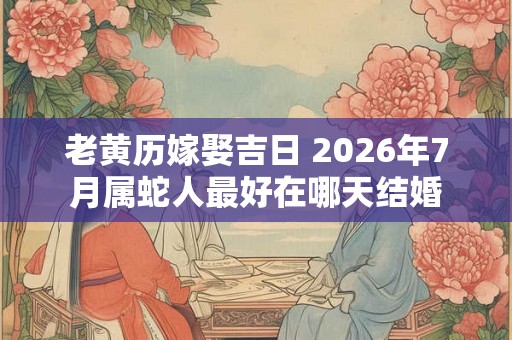 老黄历嫁娶吉日 2026年7月属蛇人最好在哪天结婚