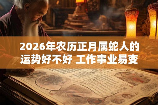 2026年农历正月属蛇人的运势好不好 工作事业易变动