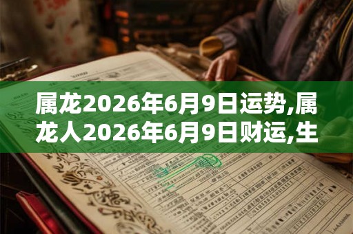 属龙2026年6月9日运势,属龙人2026年6月9日财运,生肖龙2026年6月9日运势