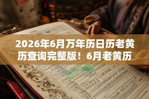 2026年6月万年历日历老黄历查询完整版！6月老黄历2026