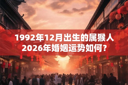 1992年12月出生的属猴人2026年婚姻运势如何？