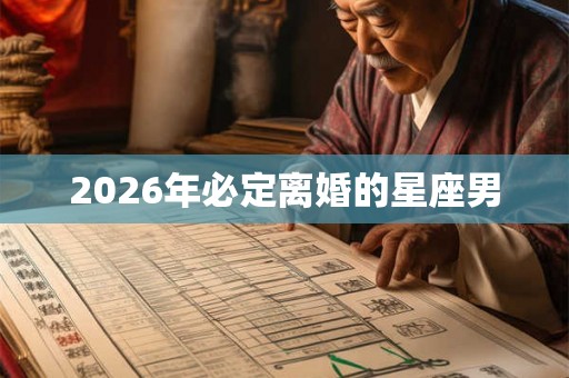 2026年必定离婚的星座男