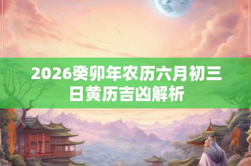 2026癸卯年农历六月初三日黄历吉凶解析