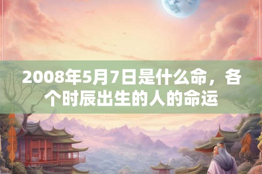 2008年5月7日是什么命，各个时辰出生的人的命运