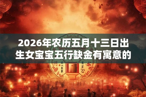 2026年农历五月十三日出生女宝宝五行缺金有寓意的好名字