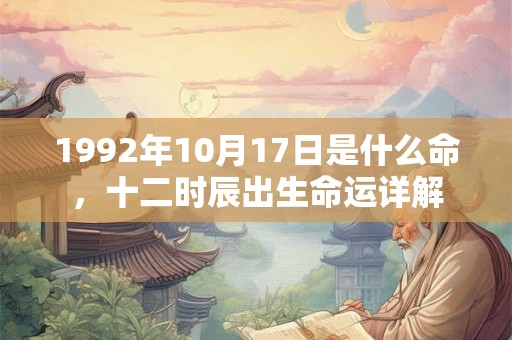 1992年10月17日是什么命，十二时辰出生命运详解