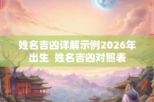 姓名吉凶详解示例2026年出生  姓名吉凶对照表