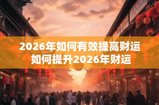 2026年如何有效提高财运 如何提升2026年财运