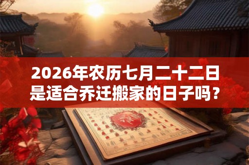 2026年农历七月二十二日是适合乔迁搬家的日子吗？